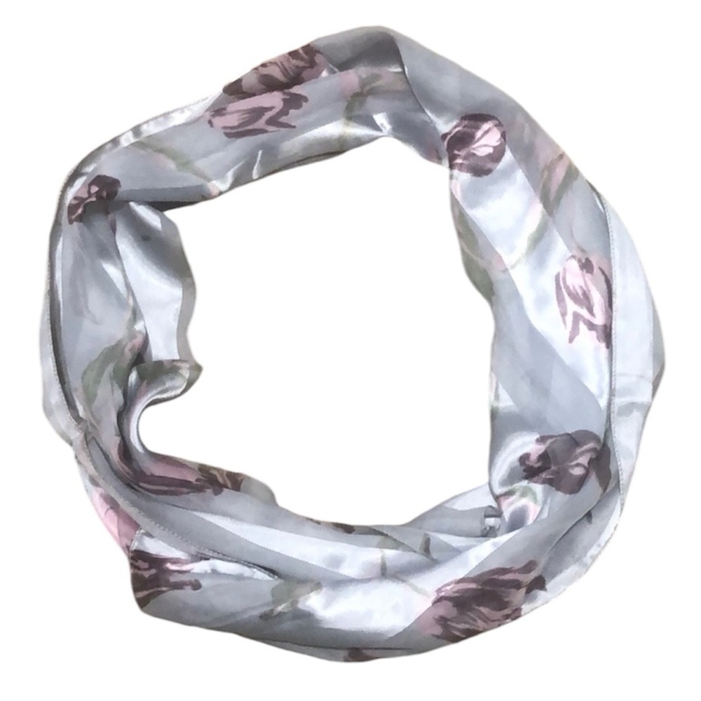 Silver and purple floral scarf